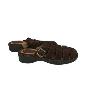 Cabela's Women’s Slip On Sandals Brown Suede Strappy Adjustable Size 9.5M